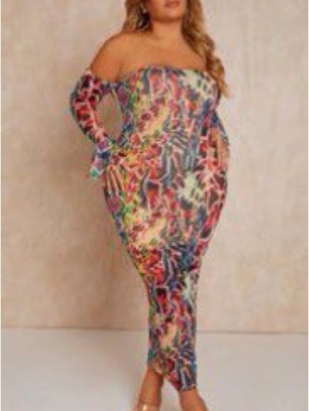SHEIN Plus Size Tube/Strapless Multicolor Bodycon Dress Size 1XL